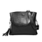 Women Vintage Oil Wax Faux Leather Handbag Tassel Leisure Crossbody Bag - Black