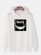 Mens Funny Letter Printing Cotton Casual Drawstring Hoodies - White