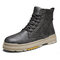 Men PU Non Slip Outdoor Casual Tooling Boots - Gray