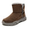 Men Comfy Soft Suede Fabric Warm Lining Wearable Snow Boots - Brown