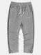 Mens Checkered Jacquard Side Stripe Street Split Cuff Sweatpants - Gray