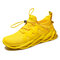 Men Fabric Mesh Comfy Breathable Slip Resistant Running Casual Sneakers - Yellow