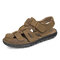 Men Closed Toe Fisherman Sandals Outdoor Beach Water Leather Sandals - Brown