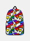 Women Nylon Colorful Cartoon Rainbow Large Capacity Backpack - 6