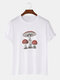 Plus Size Mens Cartoon Mushroom Graphic Fashion Cotton Short Sleeve T-Shirts - White
