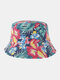 Unisex Cotton Double-sided Wearable Colorful Natural Floral Pattern Printing Bucket Hat - #06