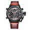 XINEW Men's Sport Watches Waterproof Calender Alarm LED Military Leather Quartz Wristwatch Gift  - Dark Brown