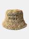 Unisex Lamb Plush Color Contrast Letter Embroidery Argyle Suture All-match Warmth Bucket Hat - Camel