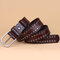 Women Rivet Punk Style Cowhide Leather Belts Casual Vintage Pin Buckle Wide Waistband - Dark Coffee