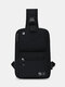 Men Nylon Earphone Hole Waterproof Large Capacity Chest Bag Shoulder Bag Crossbody Bag - Black