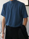 Camiseta de manga corta con cuello simulado y unicolor para hombre - azul