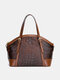 Women Faux Leather Fashion Large Capacity Multi-Carry Patchwork Handbag Crossbody Bag - Brown