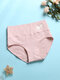 Women Daisy Print Cotton Wide Waistband Comfy High Waist Panties - Pink