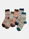5 Pairs Men Rabbit Wool Blended Geometric Striped Jacquard Thicken Warmth Vintage Socks - #04