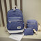 3PCS Canvas Backpack Set Casual Large Capacity School Bag - Navy Blue