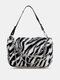 Women Casual Dacron Large Capacity Leopard Zebra Winter Chain Crossbody Bag Shoulder Bag - White