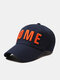 Unisex Cotton Contrast Colors Letter Embroidery Dome Adjustable All-match Sunshade Baseball Cap - Navy