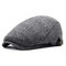 Mens Winter Thicken Warm Woolen Beret Flat Cap Adjustable Casual Solid Black Grey Forward Hats - #2