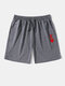 Mens Casual Poker k Print Casual Shorts With Pocket - Dark Grey