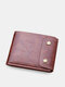PU Leather Vintage Bifold Short Multi-Card Slot Card Case Double Breasted Wallet - Coffee