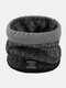 Men Cotton Knitted Plus Velvet Thickened Mixed Color Gradient Letter Label Neck Protection Warmth Collars Scarf - Gray