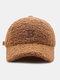 Unisex Lambswool Plush B Letter-shaped Patch Autumn Winter Warmth Baseball Cap - Brown