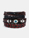 4 Pcs/Set Vintage Multi-layers Woven DIY Set Faux Leather Bracelet - #13