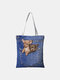 Women Canvas Cat Dog Handbag Tote - #02