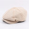 Mens Unisex Cotton British Style Beret Hats Casual Vintage Solid Painter Forward Caps - Beige