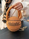 Women Chain PU Leather Round Ball Basketball Crossbody Bag Handbag Satchel Bag - Brown