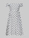 Maternity Dot Print Short-sleeved Off Shoulder Dress For Pregnent Women - White