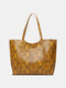 Women Snake Pattern Large Capacity Shoulder Bag Handbag Tote - Yellow