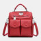 Women Casual Solid Crossbody Bag Backpack - Red