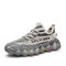 Men Stylish Gradient Knitted Fabric Transparent Sole Sport Running Sneakers - Beige
