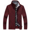 Cardigan Sweater Men's Loose Thicken Outer Wear Zip Sweater Stand Collar Warm Plus  - Jujube Red