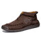 Men Corduroy Hand Stitching Zipper Ankle Boots - Dark Brown