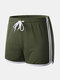 Men Mesh Striped Belt Mini Shorts Breathable Quick Dry Casual Boxer Shorts - Green