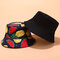 Women & Men Fruit Print And Black Two-Sided Bucket Hat  - 2
