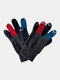 Unisex Handmade Knitted Jacquard Contrast Color Cartoon Grimace Decorative Five-finger Full Finger Gloves - Gray
