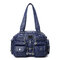 Women Multi-Pocket Casual Crossbody Bag Soild Shoulder Bag  - Blue