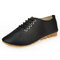 Lace Up Pure Color Oxford Flat Shoes - Black