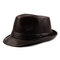 Men Winter Vintage PU Leather Curved Brim Jazz Cap British Style Warm Fedora Hat - Coffee