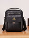 Men PU Leather Vintage Waterproof Wear-resistant Crossbody Bag Shoulder Bag - Black
