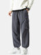 Mens Letter Embroidered Corduroy Casual Drawstring Cuff Cargo Pants - Gray