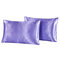 2 pcs/set Soft Silk Satin Pillow Case Bedding Solid Color Pillowcase Smooth Home Cover Chair Seat Decor - Purple