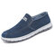 Men Letter Pattern Elastic Band Soft Comfy Slip-On Stitching Loafers Shoes - Blue