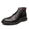Men Brogue Comfy Microfiber Leather Business Dress Ankle Boots - Black1