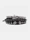 Vintage Bohemia Natural Stone Combination Set Round Bead Men Bracelet - #10