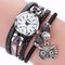 Bohemian Style Cute Owl Pendant Leather Bracelet Watch Trendy Multilayer Wrist Watches for Women - Black