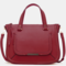 Women Large Capacity Multifunctional Solid Leather Crossbody Bag Handbag - Wine Red